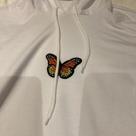 White hoodie with butterfly - Picture 2 of 2